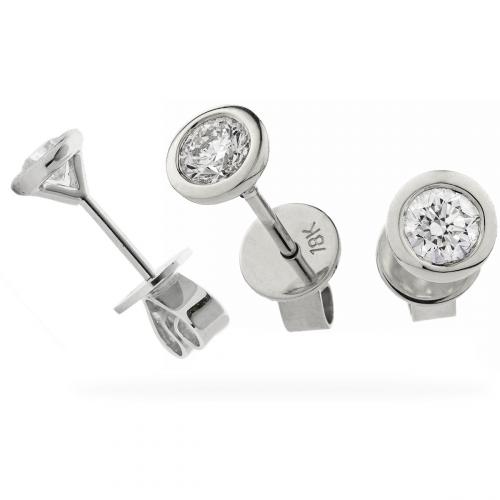 18ct. white gold rub-over set Diamond stud earrings