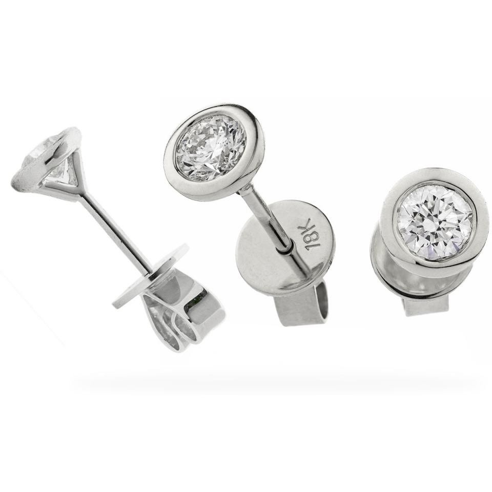 18ct. white gold rub-over set Diamond stud earrings